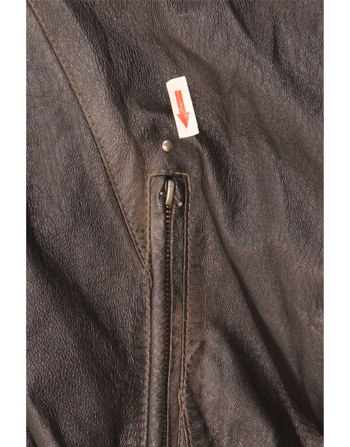Jaqueta de couro militar masculina vintage IT 56 3XL marrom