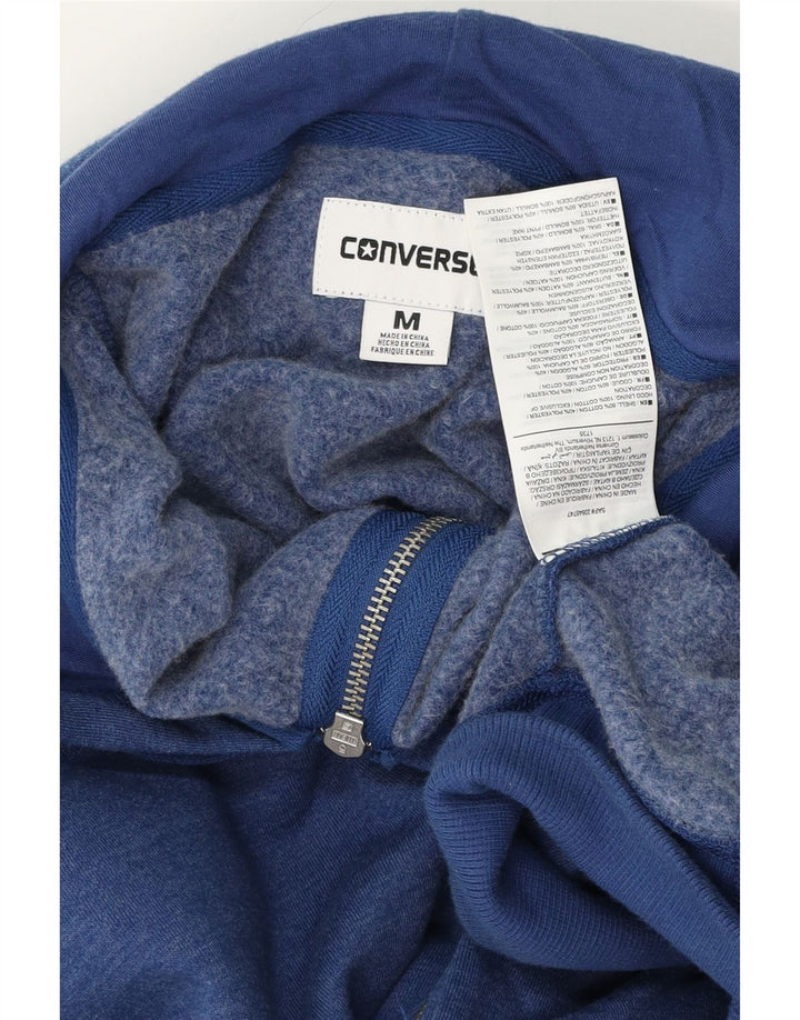 Suéter Converse masculino com capuz e zíper gráfico médio azul marinho algodão