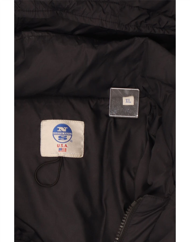 Casaco masculino acolchoado com capuz NORTH SAILS UK 42 XL preto poliamida
