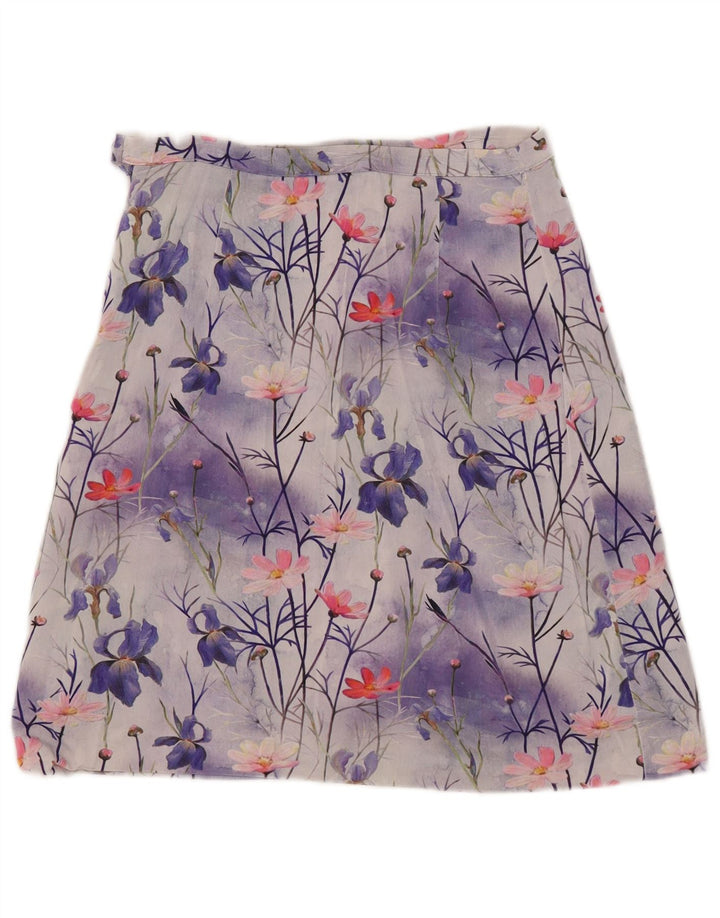 Saia vintage feminina linha A W30 média floral multicolorida