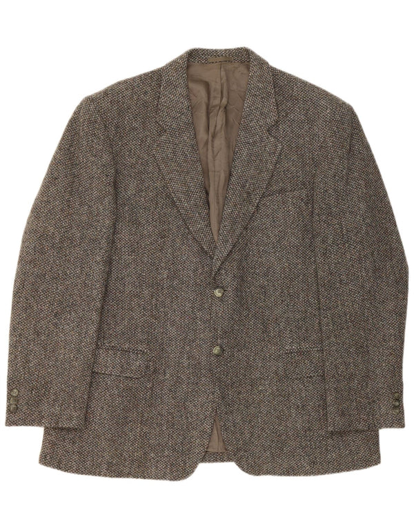 Jaqueta blazer masculina Harris Tweed Reino Unido 44 2XL cinza nova lã