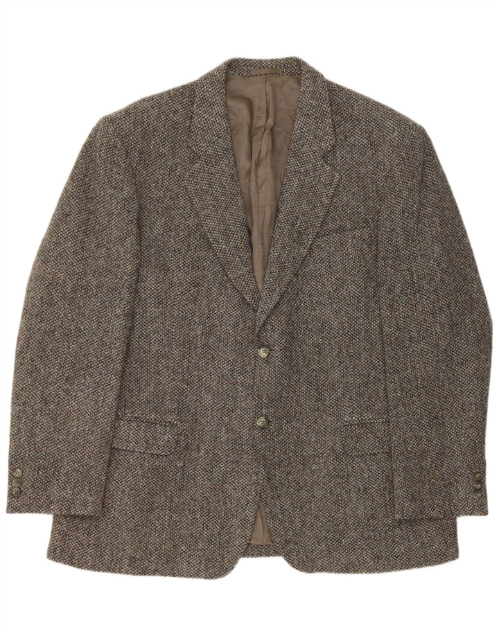 Jaqueta blazer masculina Harris Tweed Reino Unido 44 2XL cinza nova lã