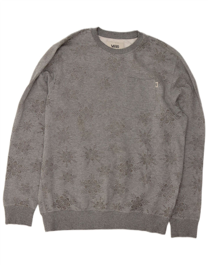 Vans moletom masculino jumper médio cinza floral algodão