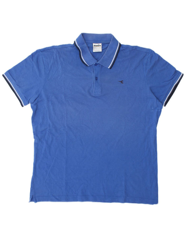 Diadora Mens Polo Shirt XL Blue Cotton