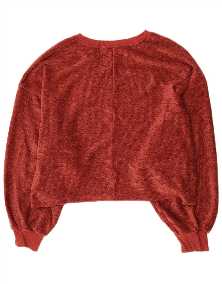 Zara Suéter feminino oversized com gola canoa Reino Unido 10 pequeno poliéster vermelho