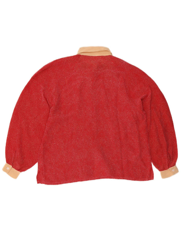 Blusa feminina vintage de manga comprida UK 16 grande vermelha manchada