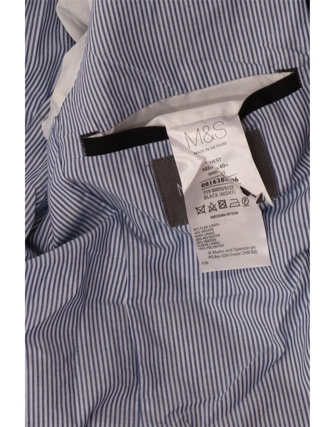 Jaqueta blazer masculina de 2 botões MARKS & SPENCER Reino Unido 40 grande linho preto