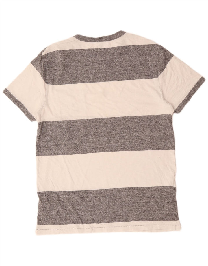 Camiseta masculina J. Crew Top cinza médio listrado algodão