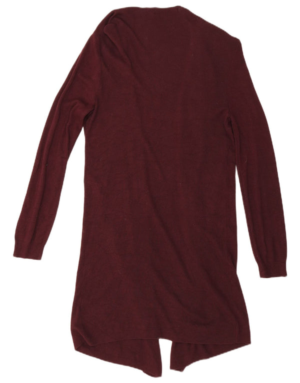 Suéter cardigã feminino aberto com palangre Marks & Spencer Reino Unido 10 pequeno Borgonha