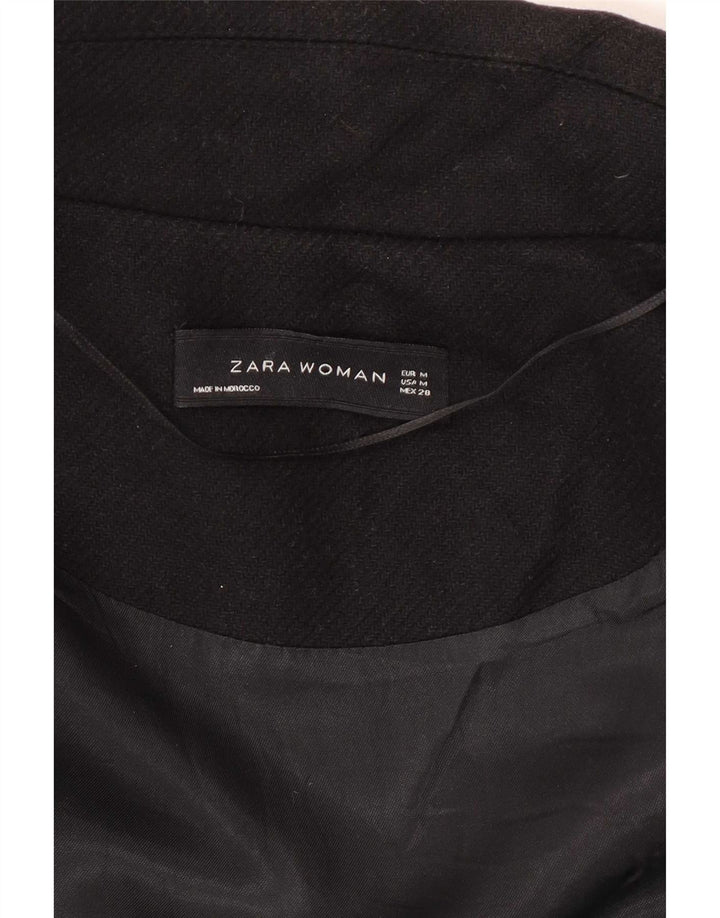 Sobretudo feminino Zara Oversized UK 14 lã preta média