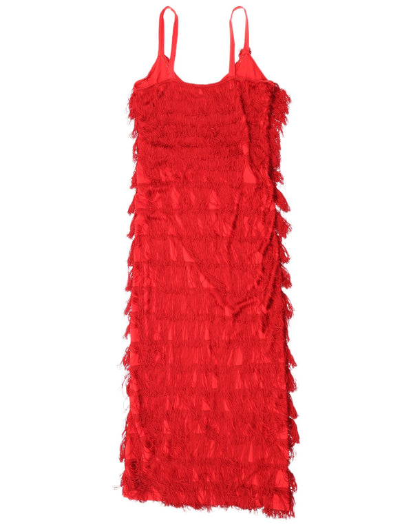 Vestido feminino vintage sem mangas Charleston UK 6 XS algodão vermelho
