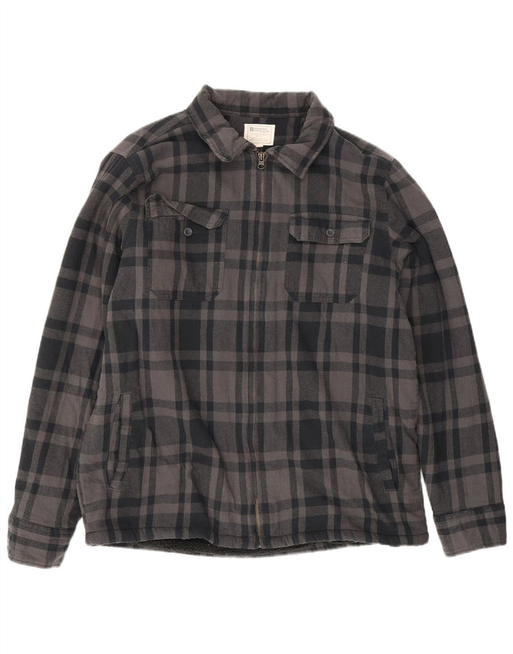 Camisa masculina de flanela de lenhador Mountain Warehouse grande algodão xadrez cinza