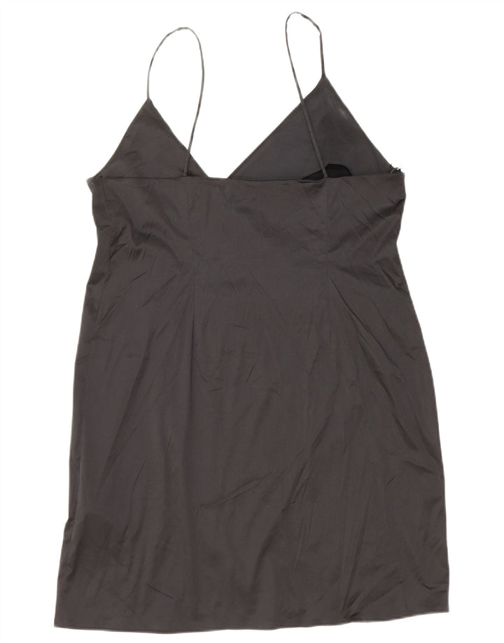 Vestido feminino ZARA curto envoltório deslizante Reino Unido 12 poliéster preto médio