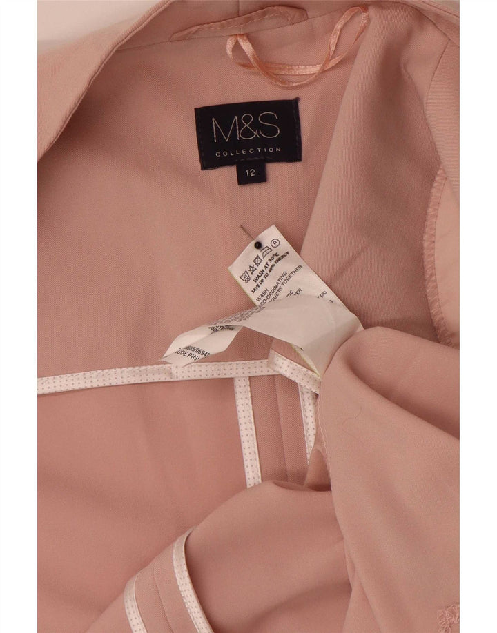 Jaqueta Blazer aberta feminina Marks & Spencer Reino Unido 12 poliéster rosa médio