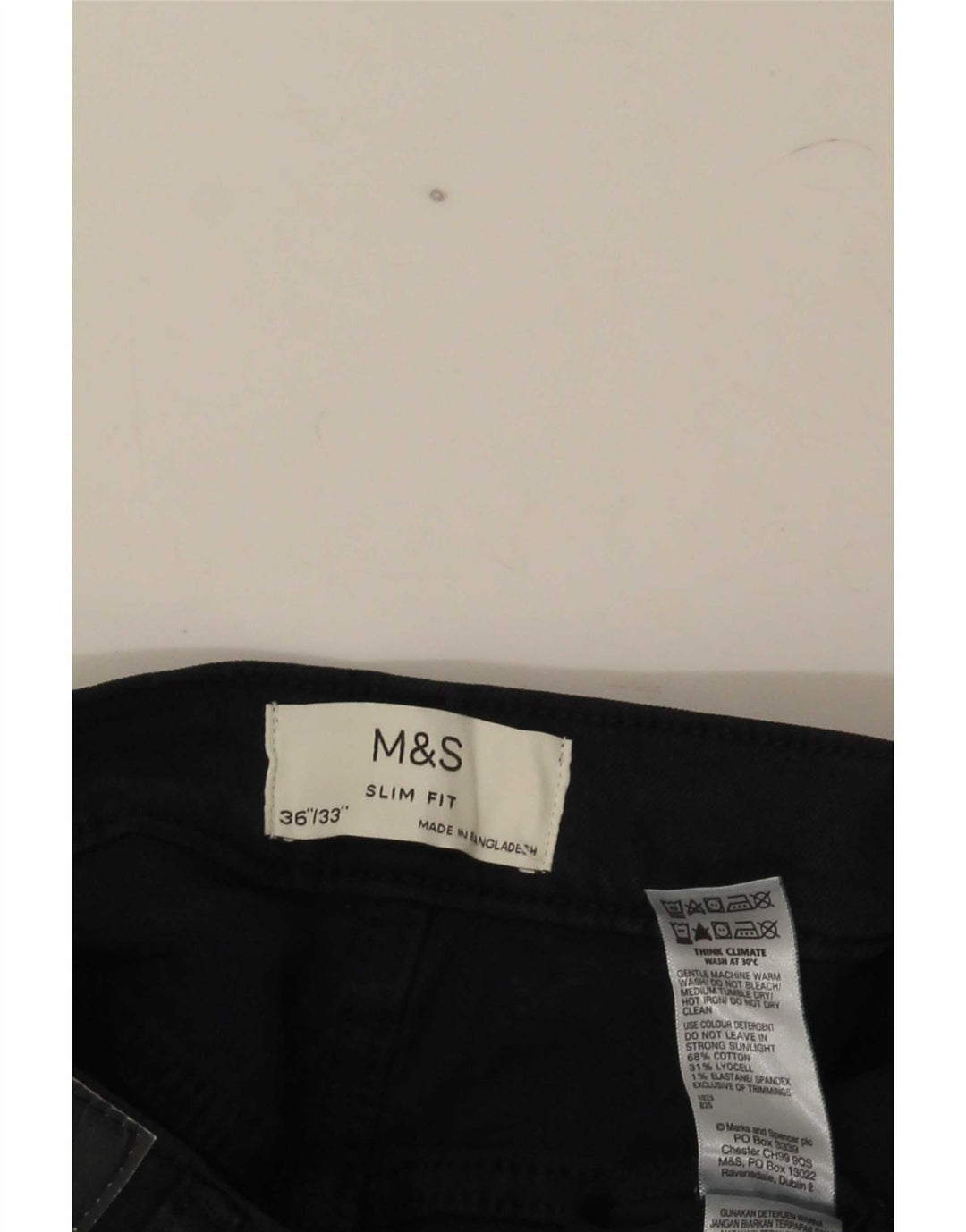Marks & Spencer Mens Slim Jeans W36 L33 Azul Marinho Algodão