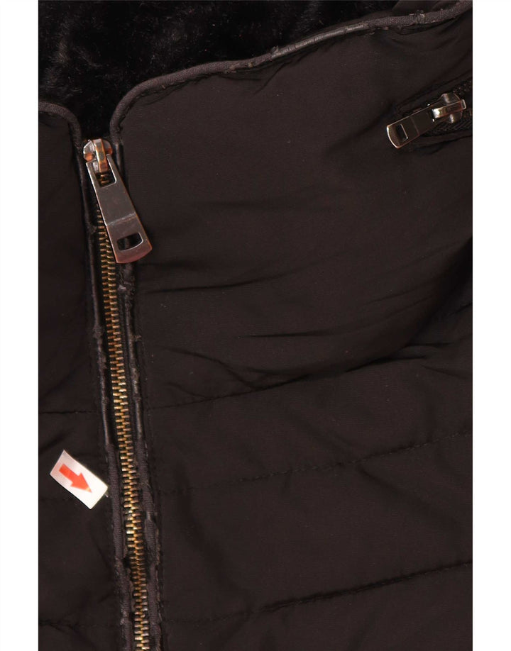 Jaqueta acolchoada com capuz feminina Zara UK 10 pequena preta