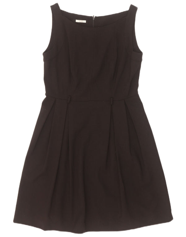 Vestido feminino vintage sem mangas evasê UK 12 médio preto