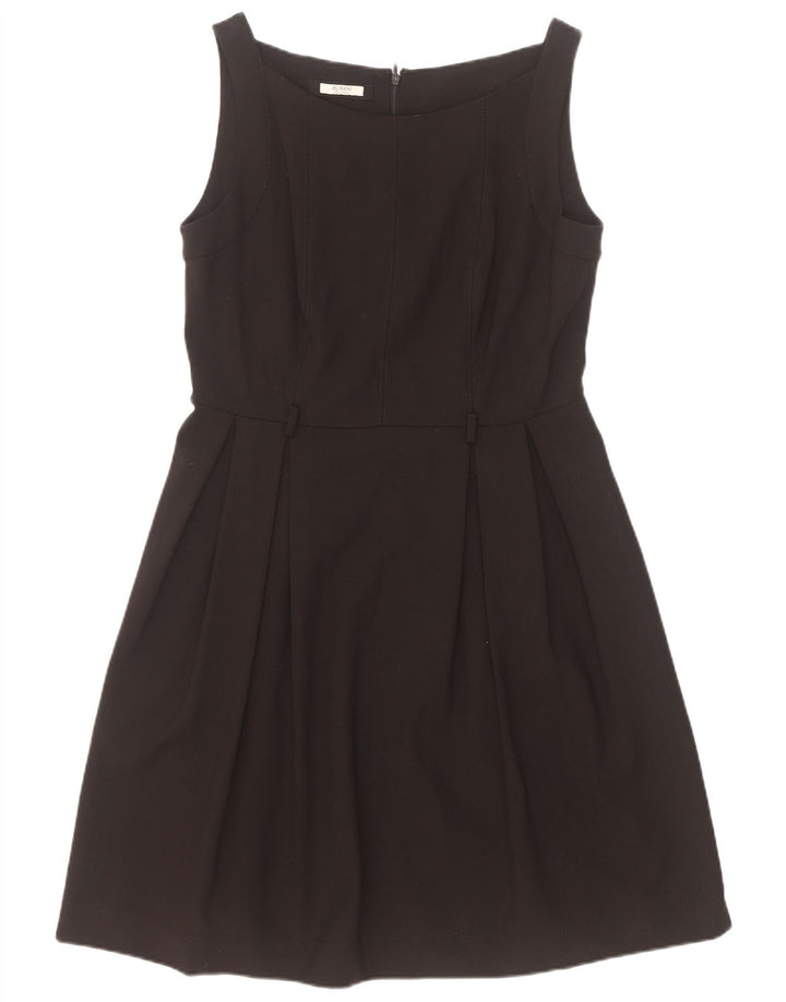 Vestido feminino vintage sem mangas evasê UK 12 médio preto