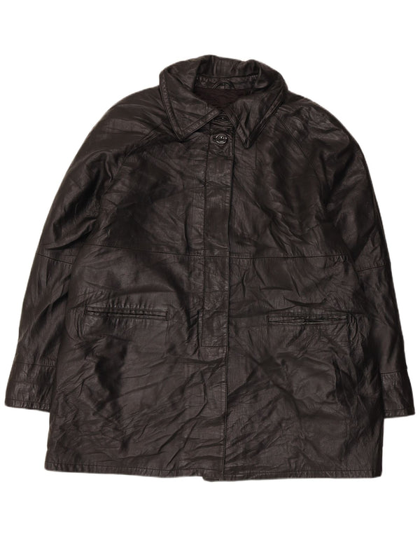 Casaco feminino de couro superdimensionado VINTAGE IT 50 XL couro preto