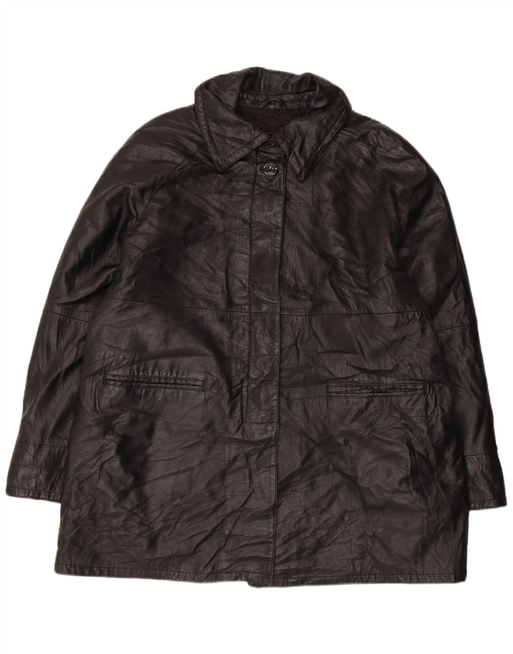 Casaco feminino de couro superdimensionado VINTAGE IT 50 XL couro preto