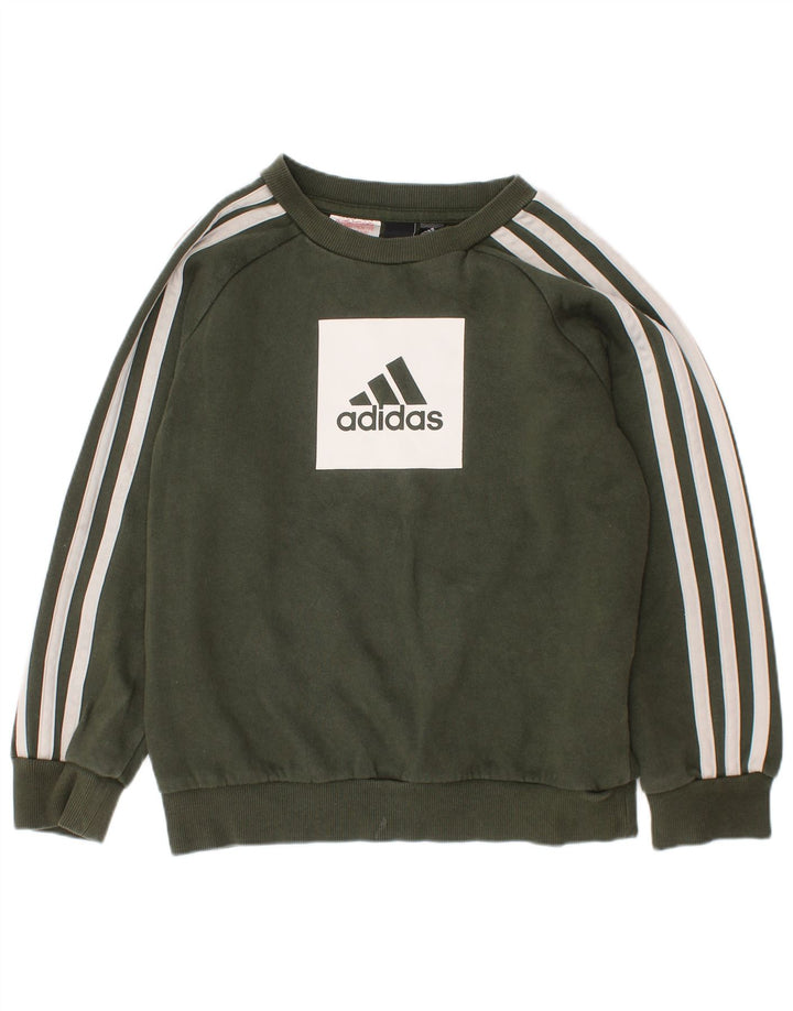 ADIDAS Meninos Graphic Sweatshirt Jumper 6-7 Anos Cáqui Algodão