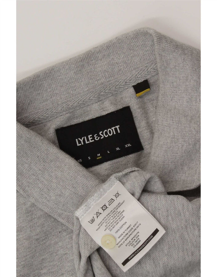 Camisa polo masculina Lyle & Scott algodão manchado cinza médio