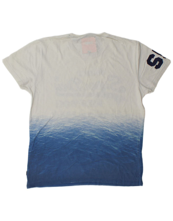 Superdry camiseta masculina gráfica top grande algodão colorblock branco