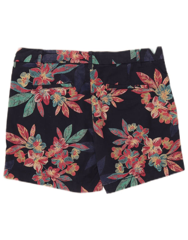 Shorts chino feminino Fat Face UK 12 médio W32 algodão floral azul marinho