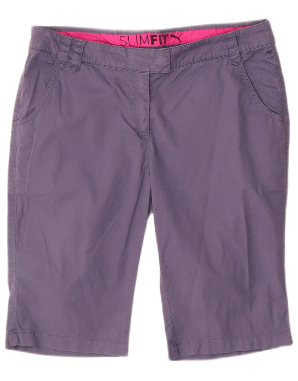 Shorts femininos Puma Slim Fit Chino UK 12 Médio W32 Azul Marinho Algodão