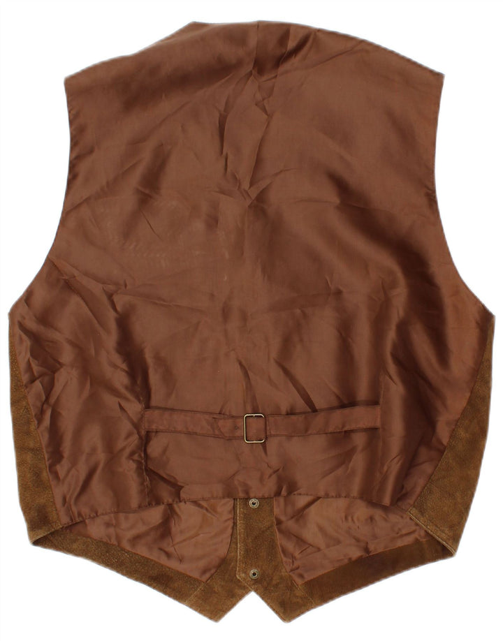 Colete masculino de camurça VINTAGE IT 50 couro marrom médio