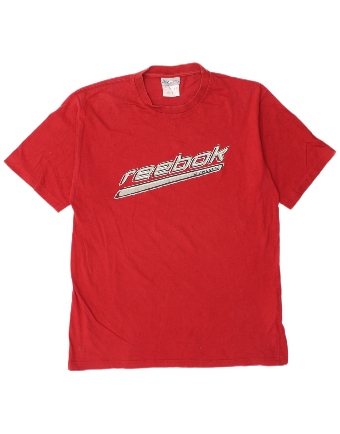 REEBOK Camiseta masculina gráfica top pequeno algodão vermelho