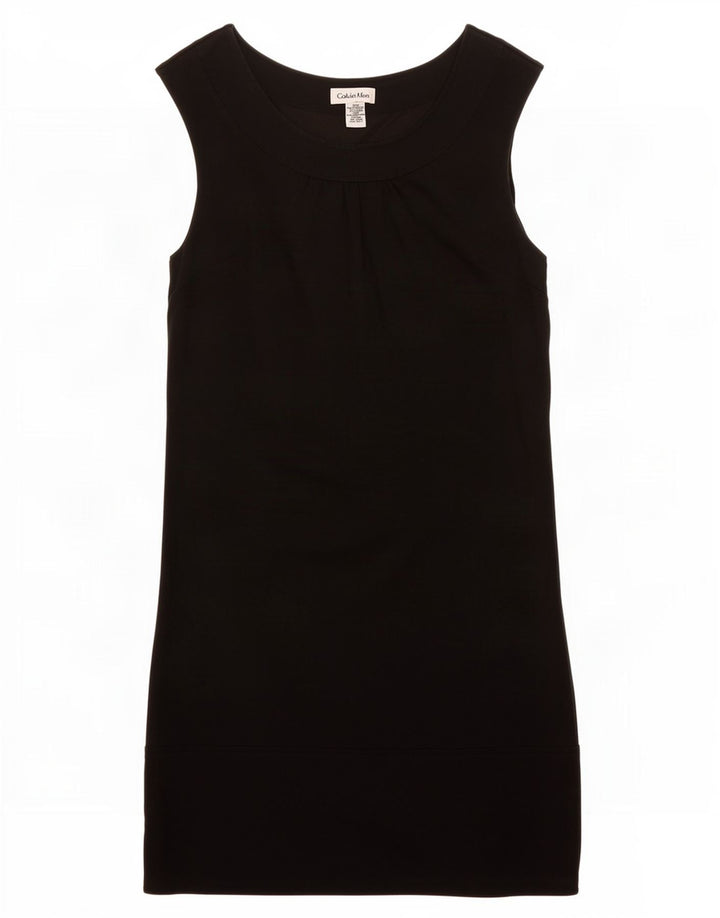 Vestido feminino Calvin Klein sem mangas com bainha US 6 médio preto poliéster