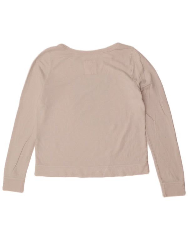 Hollister feminino gráfico moletom jumper UK 16 grande branco