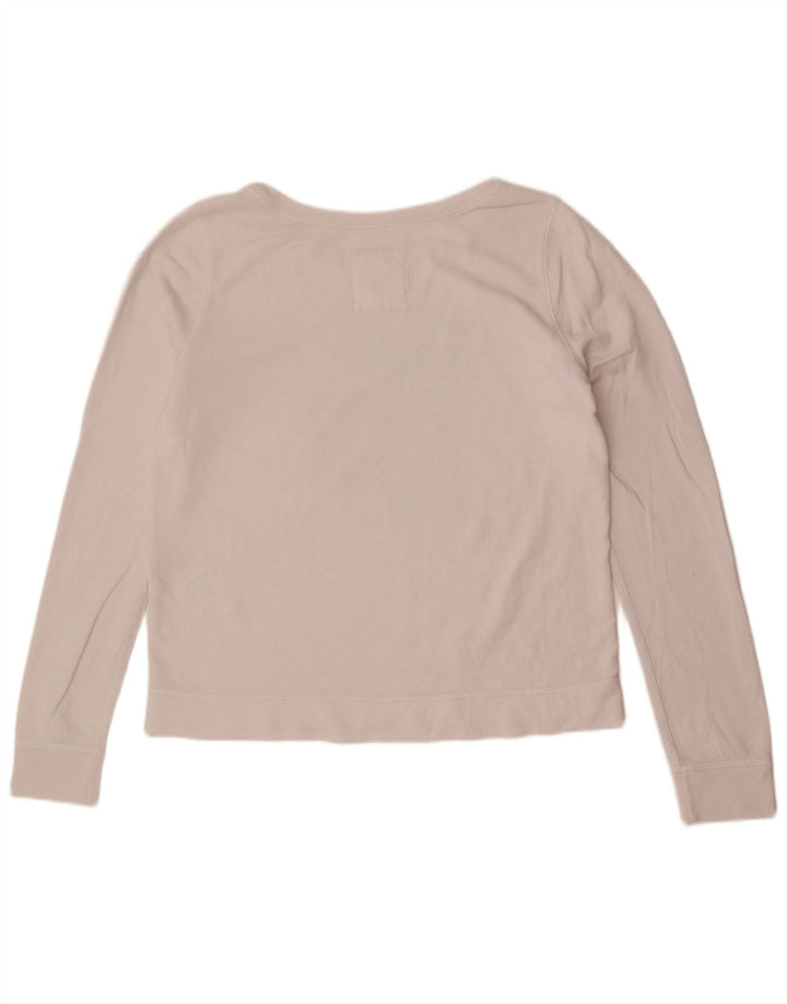 Hollister feminino gráfico moletom jumper UK 16 grande branco