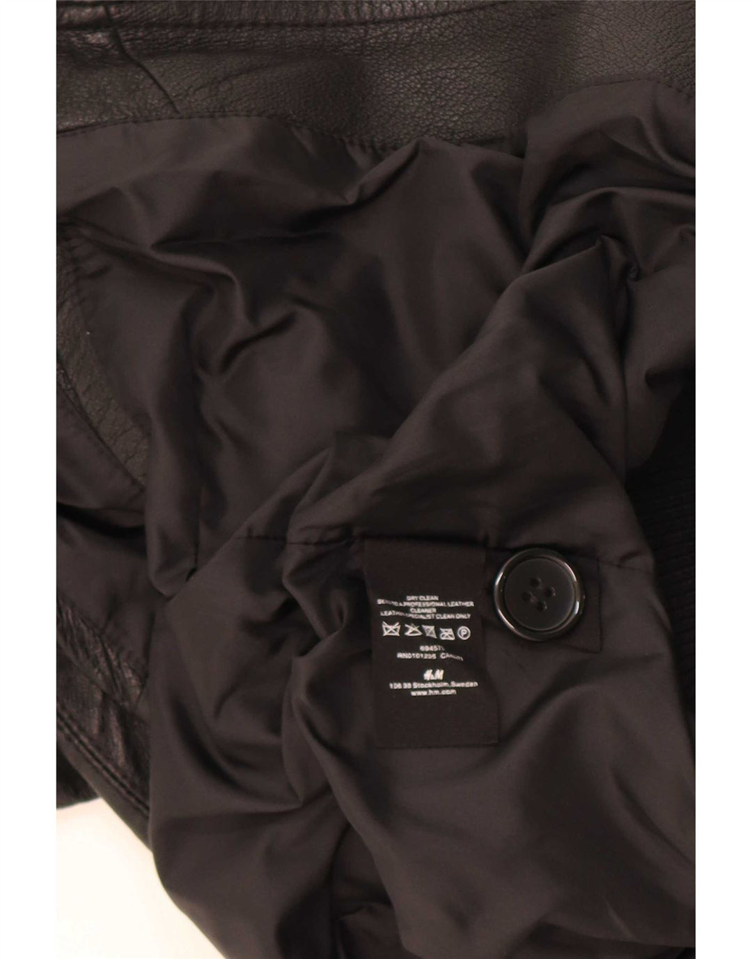 Jaqueta de couro militar feminina H&M Reino Unido 14 médio preto