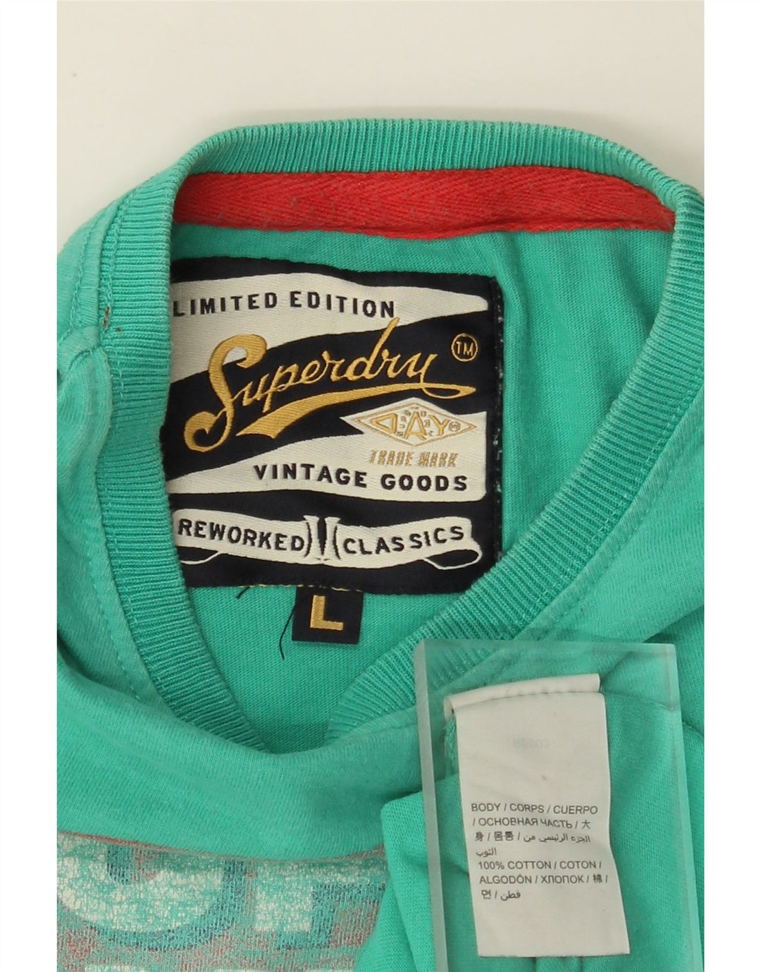 Camiseta masculina gráfica SUPERDRY grande algodão turquesa