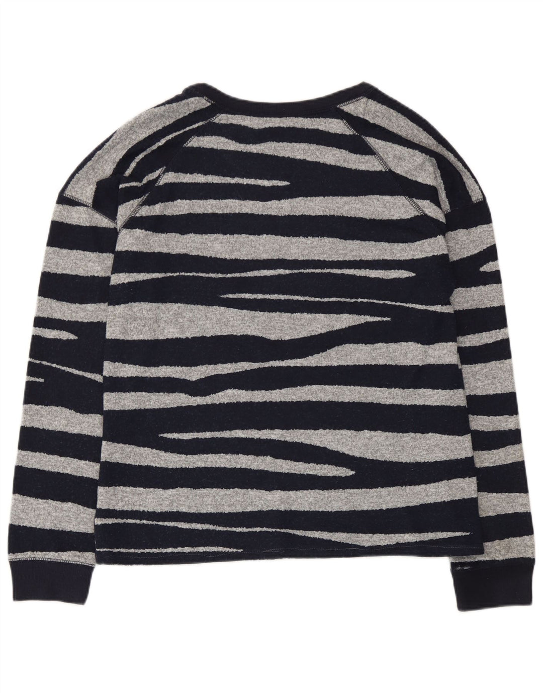 Top feminino Marks & Spencer manga comprida UK 12 listrado azul marinho médio