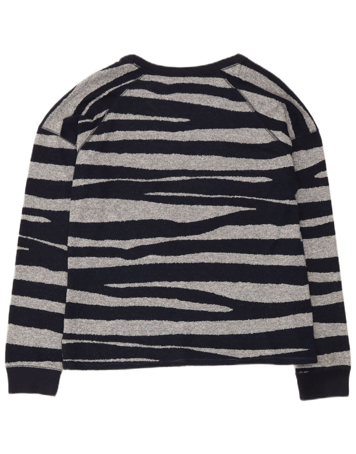 Top feminino Marks & Spencer manga comprida UK 12 listrado azul marinho médio