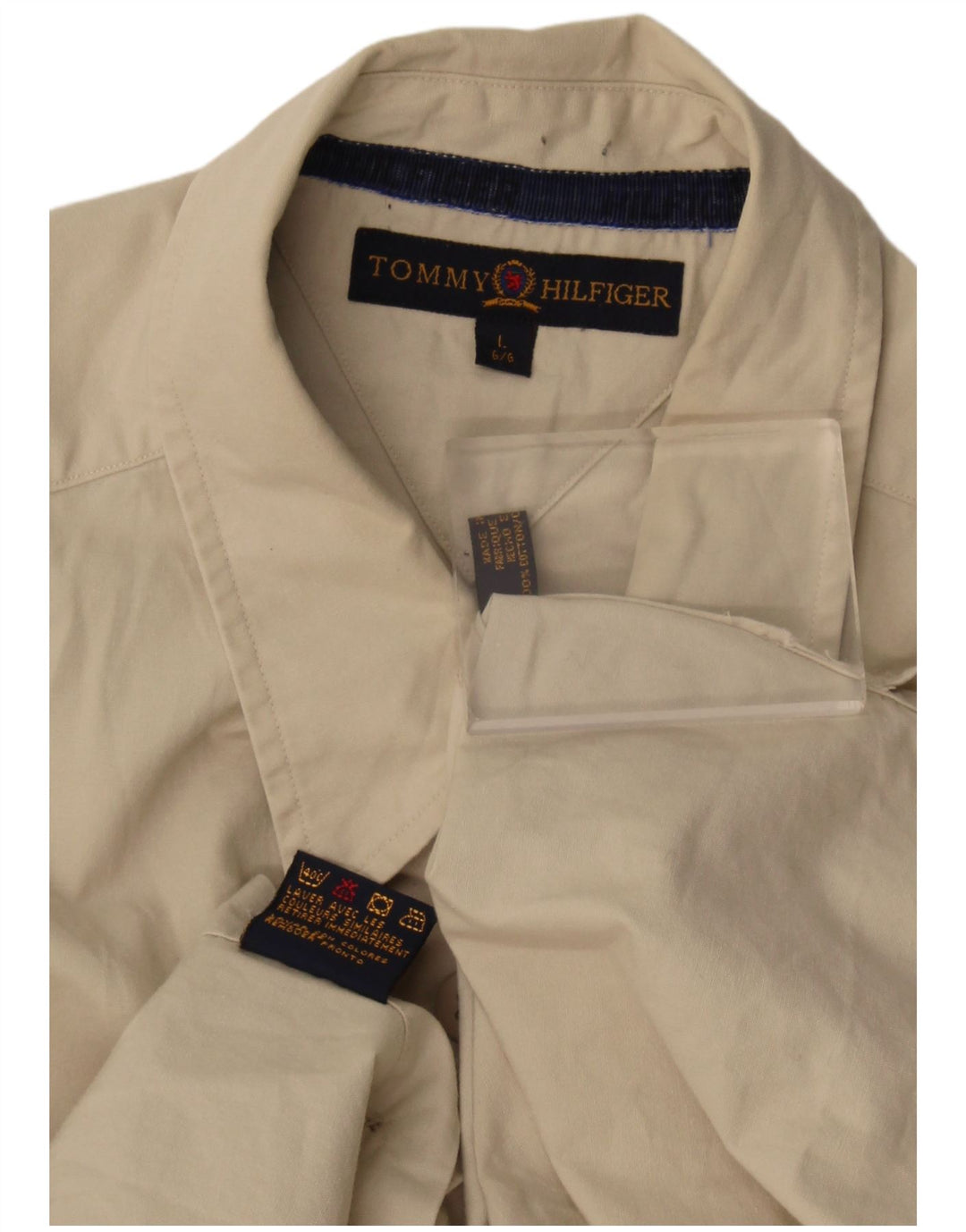 Camisa masculina Tommy Hilfiger grande algodão bege