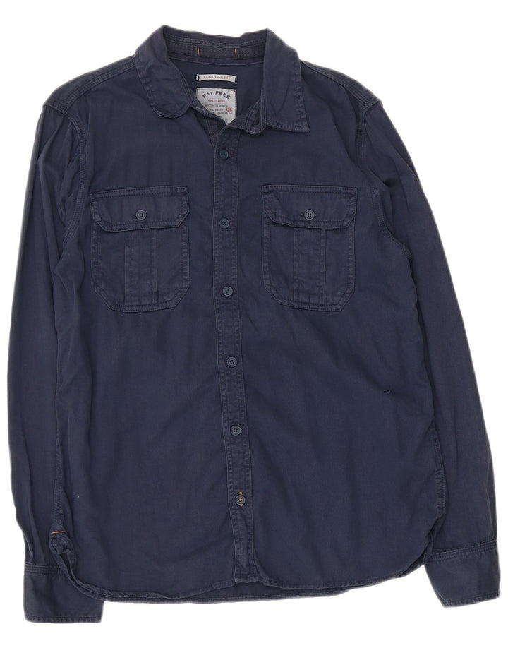 Camisa masculina Fat Face Regular Fit de algodão azul marinho médio