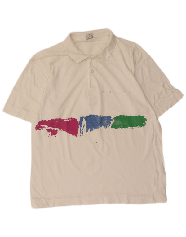 Camisa polo masculina Belfe Regular Fit UK 42 grande algodão branco tie-dye