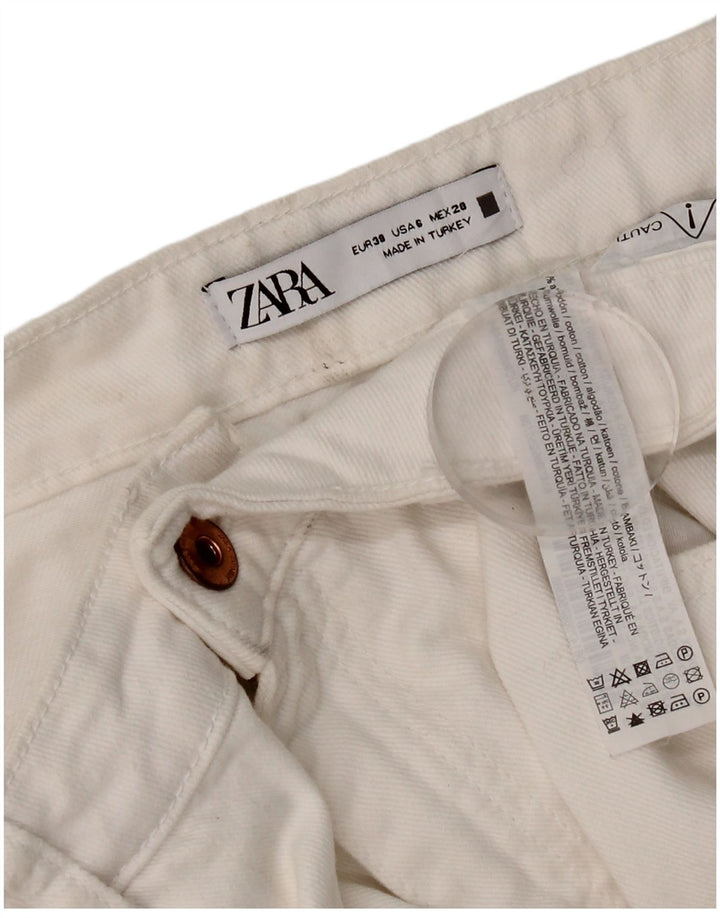 Zara Jeans feminino cortado desgastado UE 38 pequeno W28 L24 algodão branco