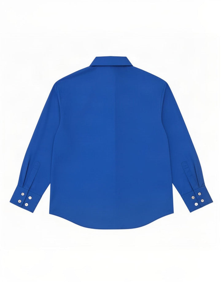 Camisa feminina Zara UK 14 poliéster azul médio
