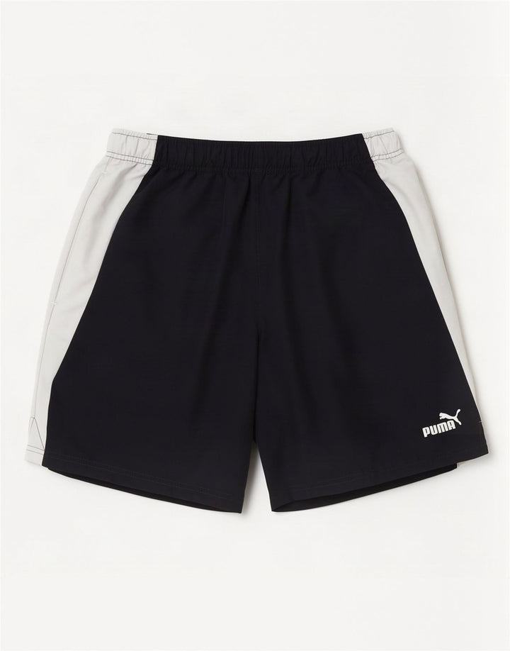 Shorts esportivos masculinos Puma médio azul marinho colorblock poliéster