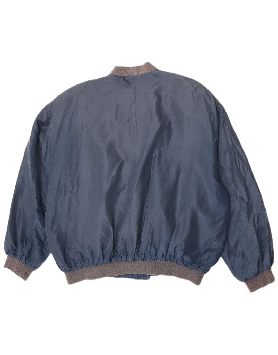 Jaqueta bomber masculina vintage UK 42 XL seda azul