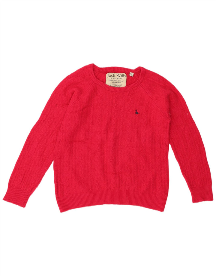 JACK WILLS Suéter feminino cropped com gola canoa Reino Unido 12 rosa médio