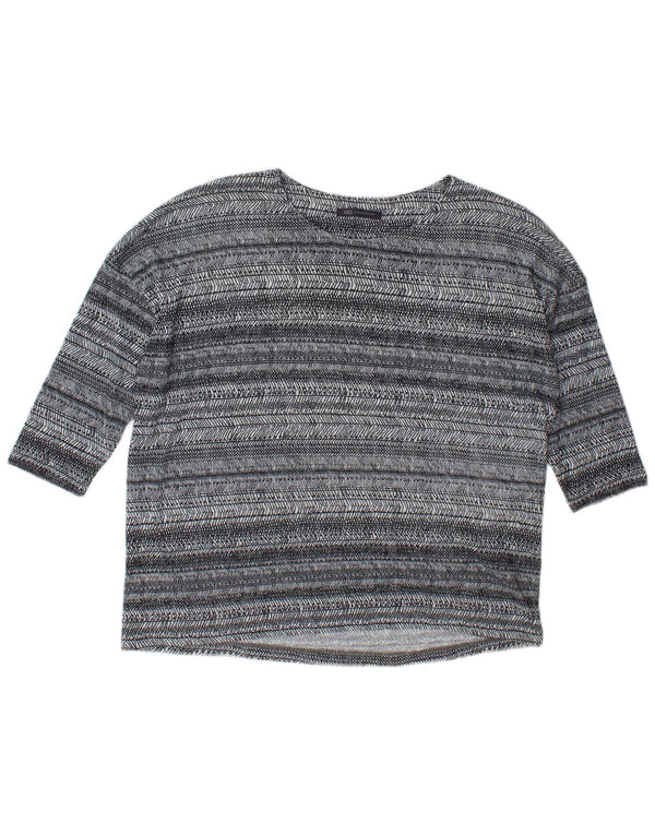 Marks & Spencer Top feminino oversized manga 3/4 Reino Unido 18 XL listrado cinza