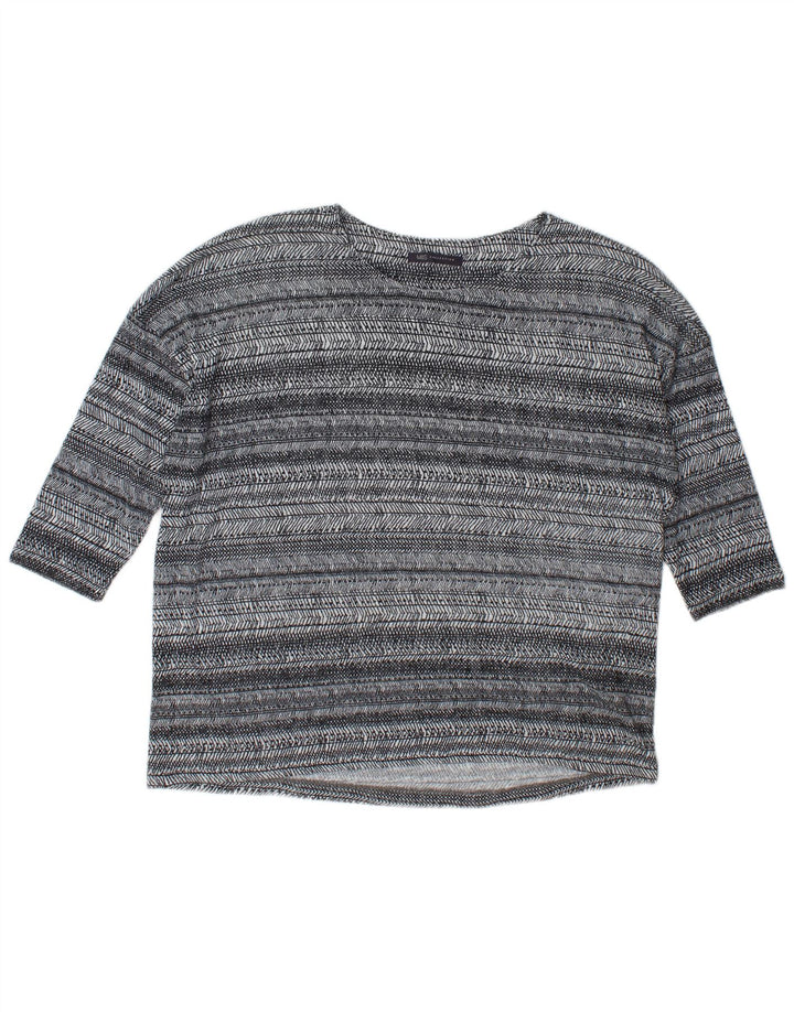 Marks & Spencer Top feminino oversized manga 3/4 Reino Unido 18 XL listrado cinza