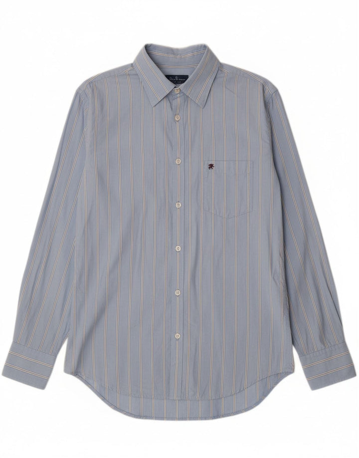 Camisa masculina MOSSIMO de algodão listrado azul médio