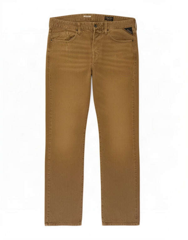 Replay Mens Waitom Straight Jeans W36 L34 Algodão Bege